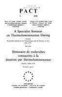 Copertina  A specialist seminar on thermoluminescence dating : Oxford 