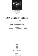 Copertina  Un VIAGGIO in Europa nel 1786 :  Diario di Barnaba Oriani astronomo milanese